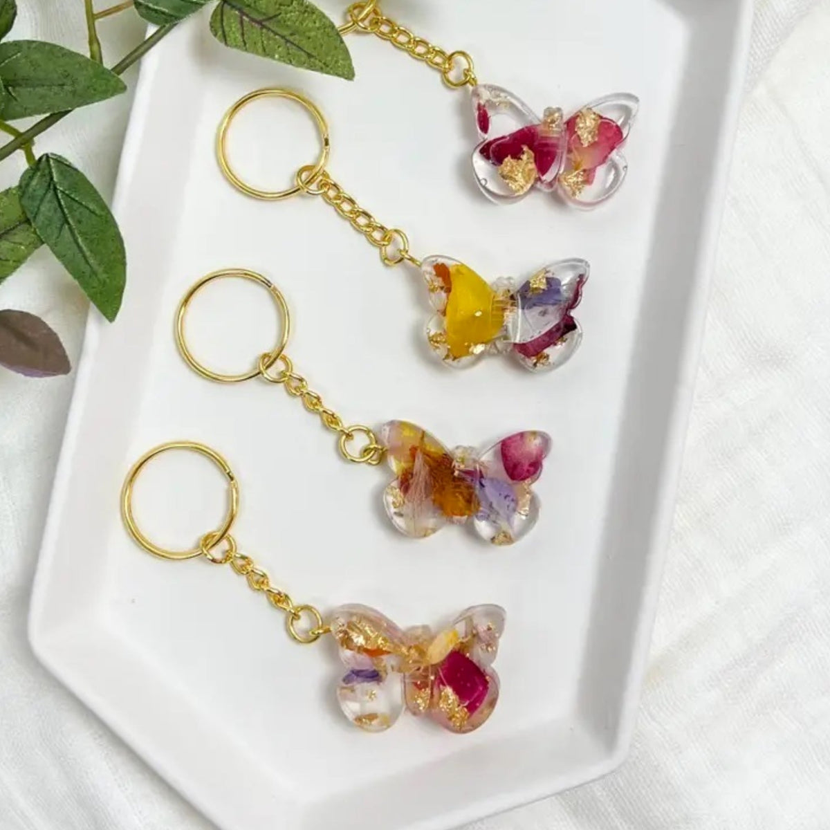 Butterfly Flower Petal Keychain - Made in the USA
