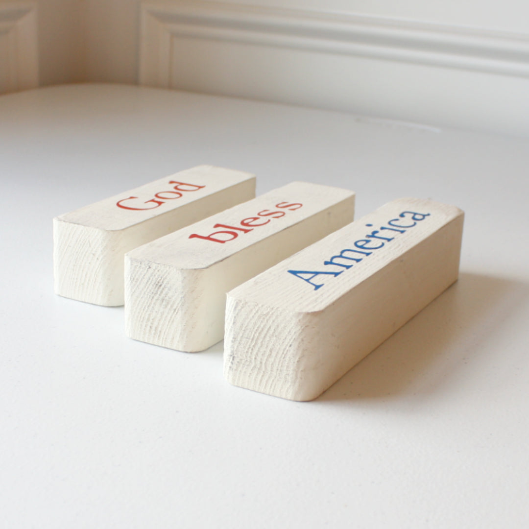 God Bless America Stacked Blocks - Made in the USA