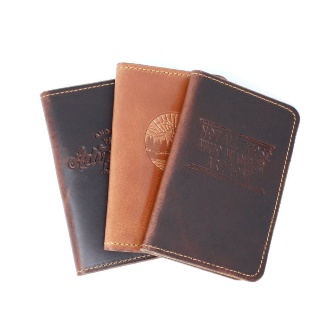 Handcrafted Leather Passport Cover - And so the Adventure Begins - Made in the USA