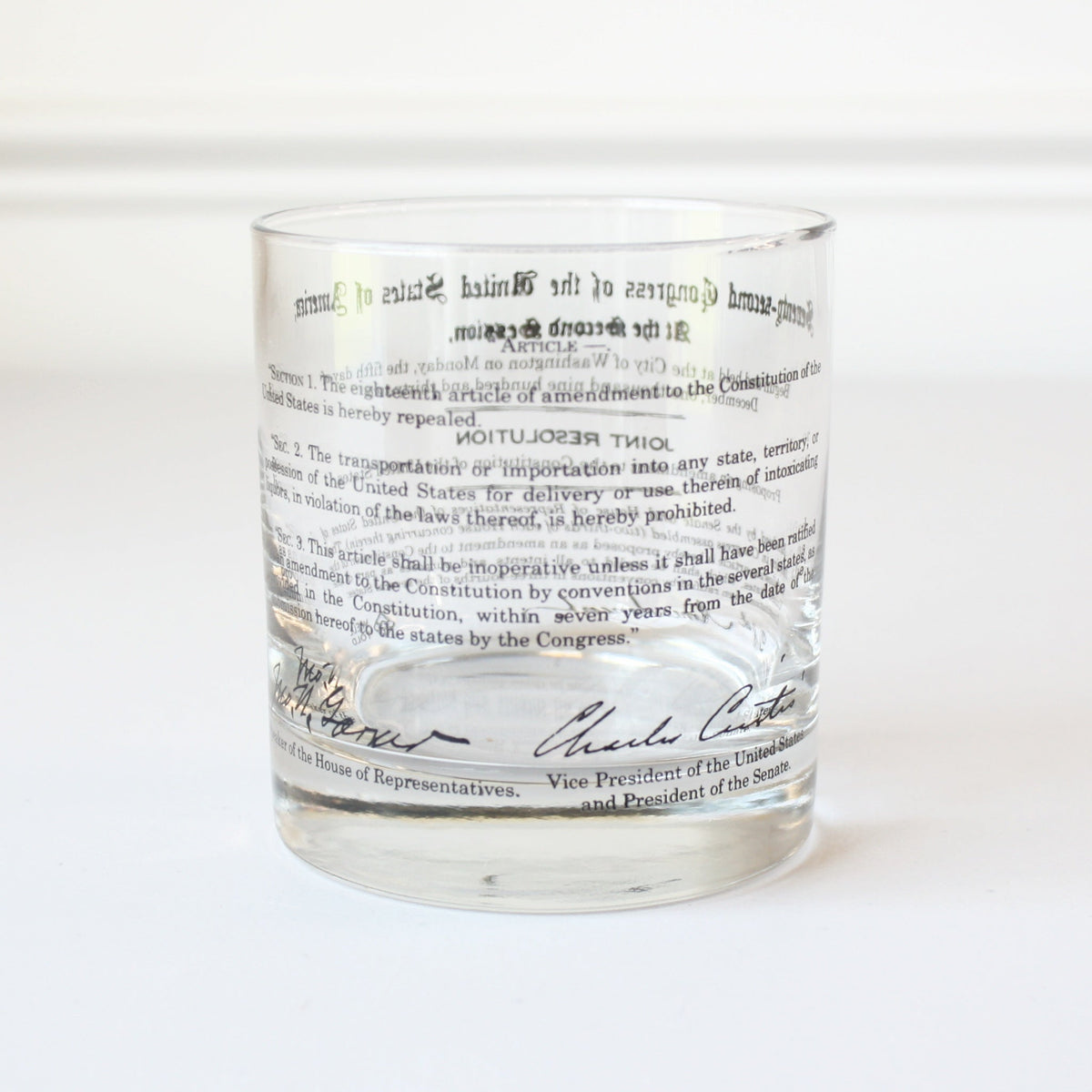 US Constitution 18th and 21st Amendments Prohibition Rocks Glasses - Made in the USA