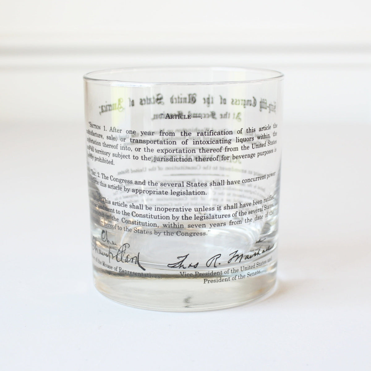 US Constitution 18th and 21st Amendments Prohibition Rocks Glasses - Made in the USA
