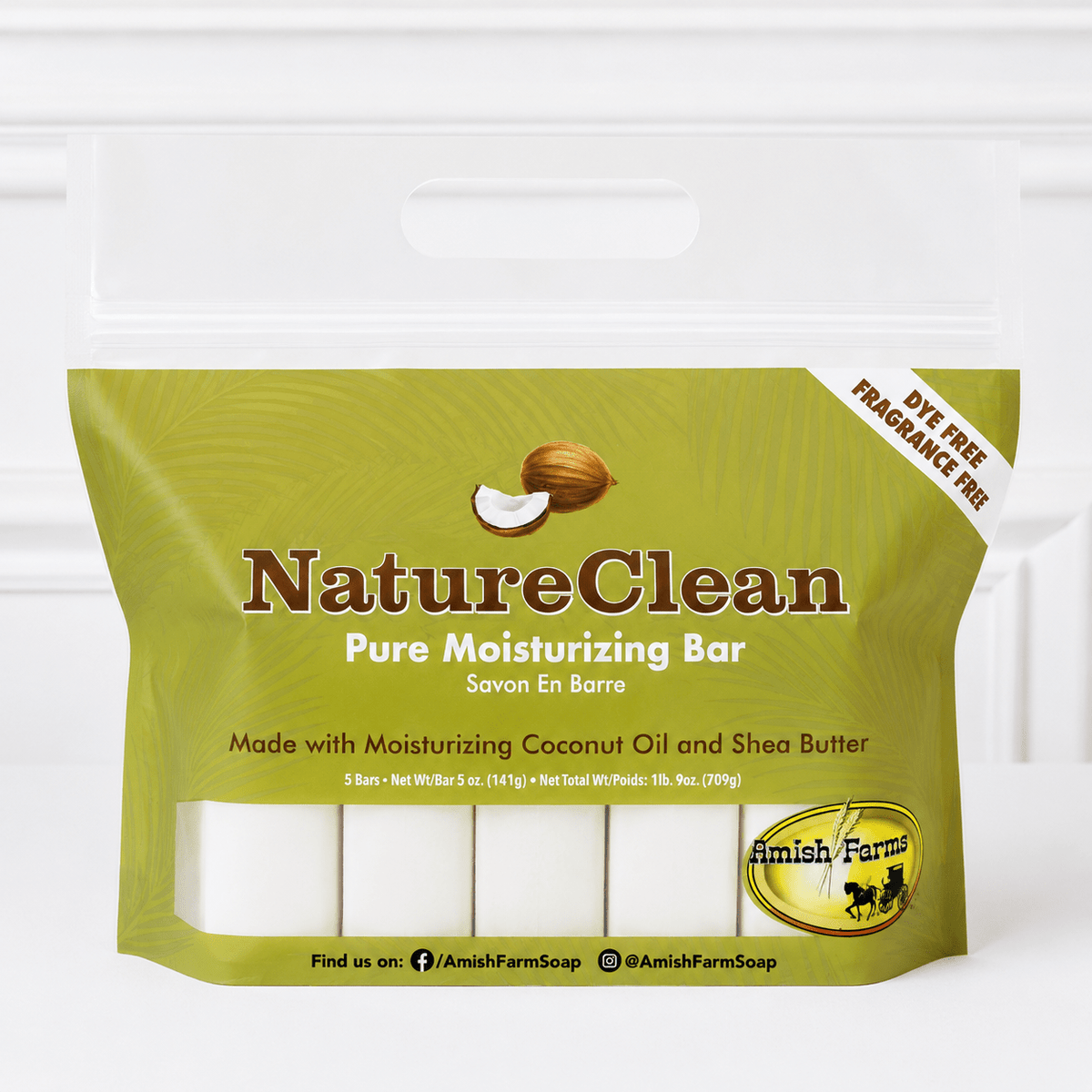 Amish Farms Soap 5 Bar Bag - NatureClean Pure Moisturizing Bars - Made in the USA