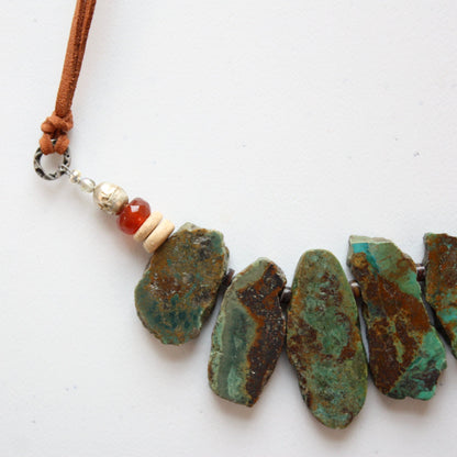 Turquoise Nugget Boho Necklace with Vegan Suede - Made in the USA