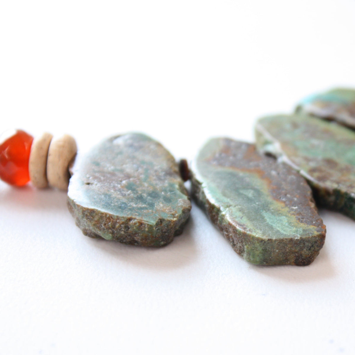 Turquoise Nugget Boho Necklace with Vegan Suede - Made in the USA