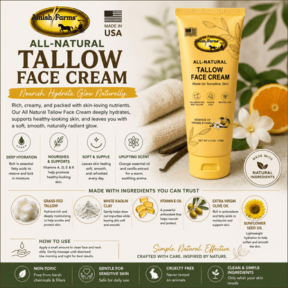 Amish Farms All Natural Tallow Face Cream - Made in the USA