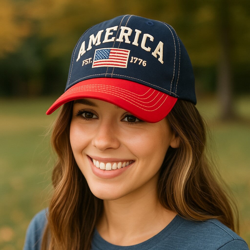 America Est 1776 Flag Hat - Made in the USA