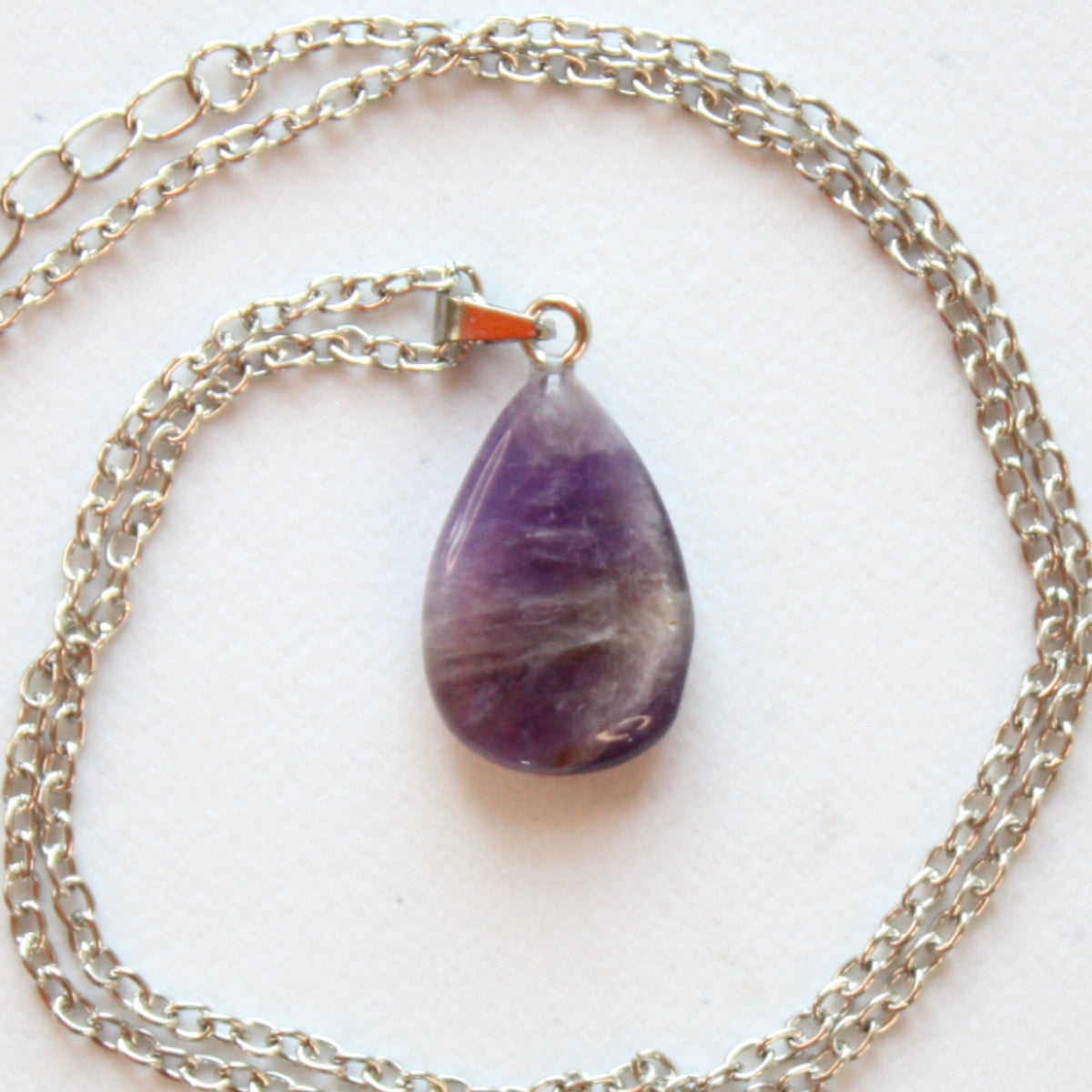Amethyst Drop Pendant Crystal Necklace - Made in the USA