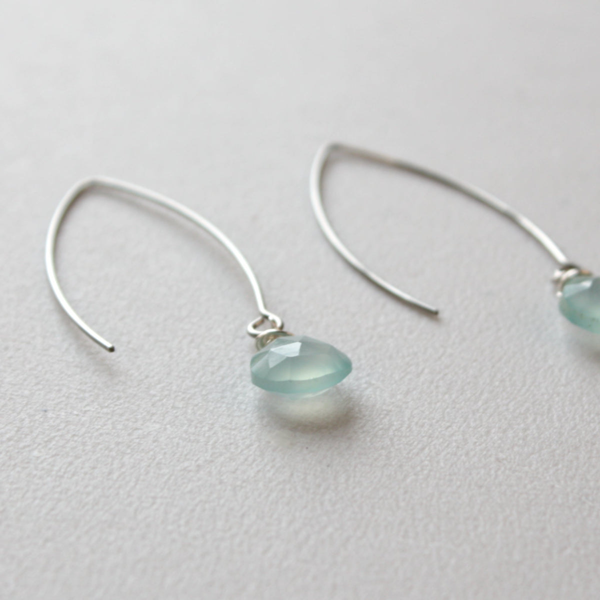 Aqua Teardrop Gemstone Boho Dangle Earrings - Made in the USA