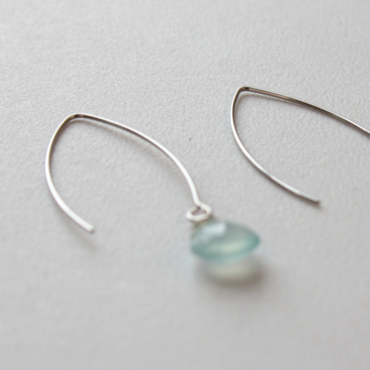 Aqua Teardrop Gemstone Boho Dangle Earrings - Made in the USA