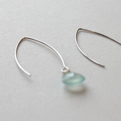 Aqua Teardrop Gemstone Boho Dangle Earrings - Made in the USA