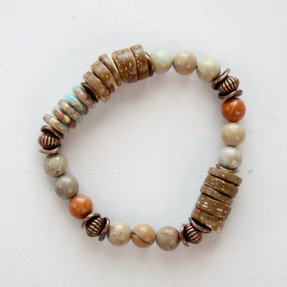 Aqua Terra and Wood Bracelet - Made in the USA