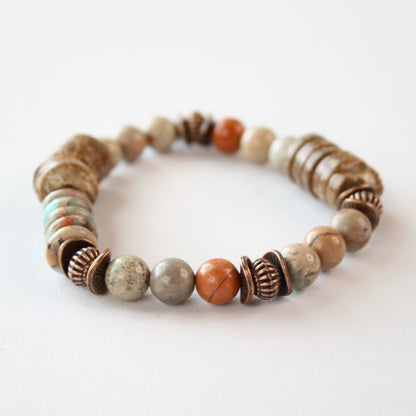 Aqua Terra and Wood Bracelet - Made in the USA