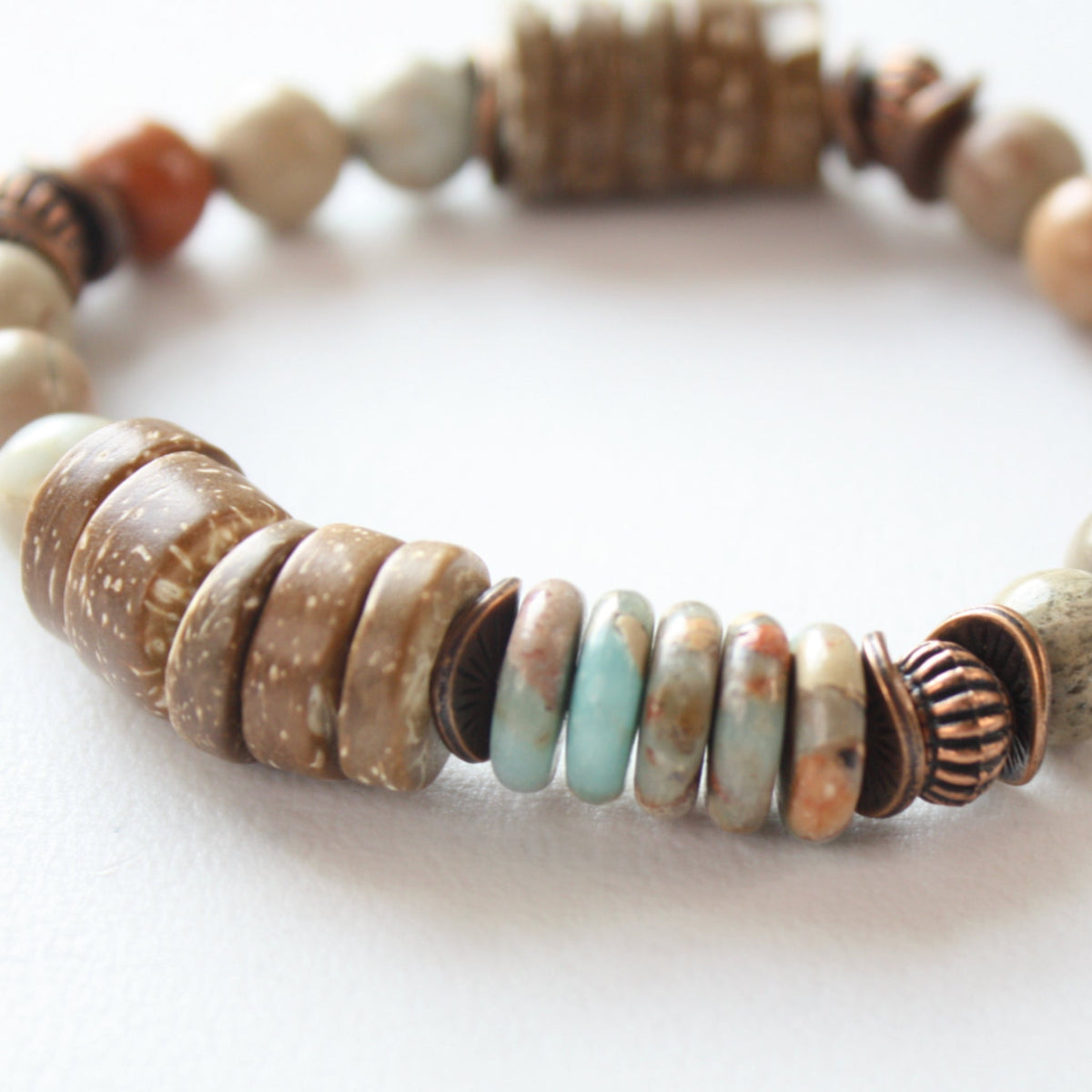 Aqua Terra and Wood Bracelet - Made in the USA
