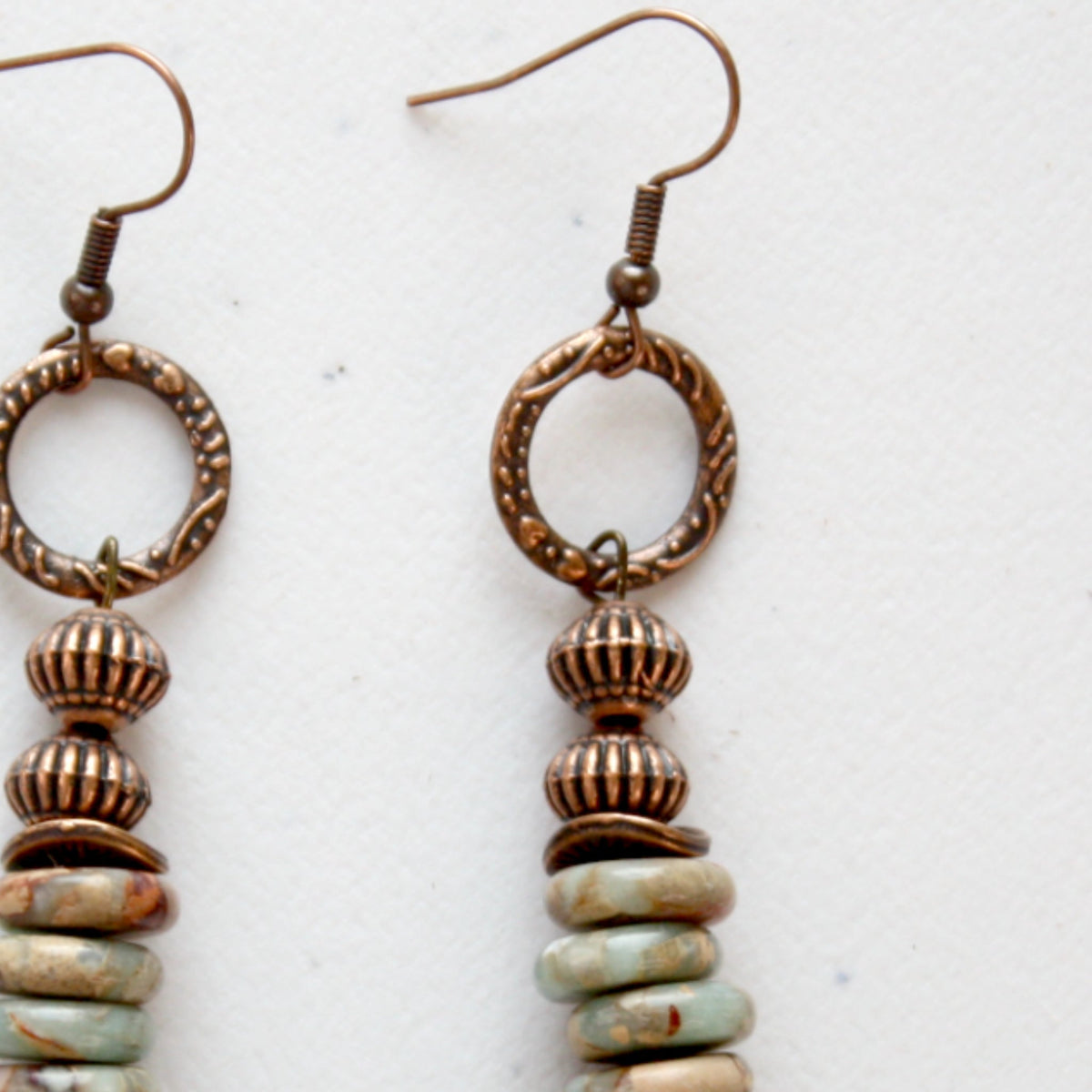 Aqua Terra and Wood Earrings - Made in the USA
