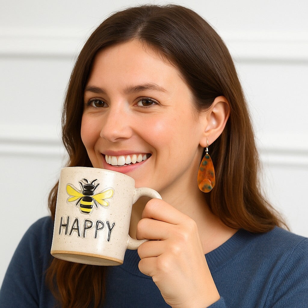 Bee Happy Ceramic Mug - Made in the USA