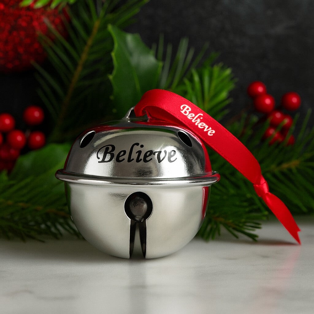 Believe Sleigh Bell Jumbo Ornaments - Made in the USA