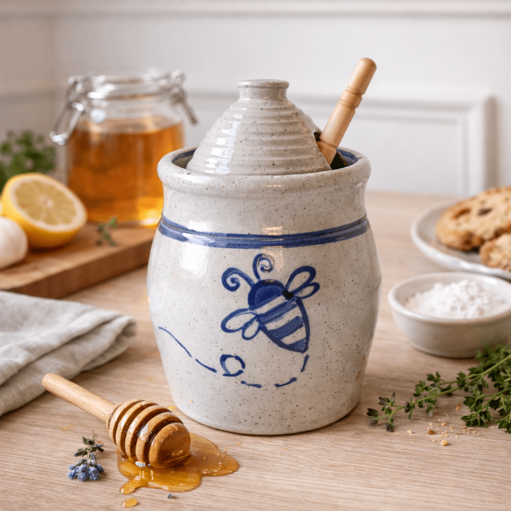 Bumble Bee Hand Painted Pottery Honey Pot - Made in the USA