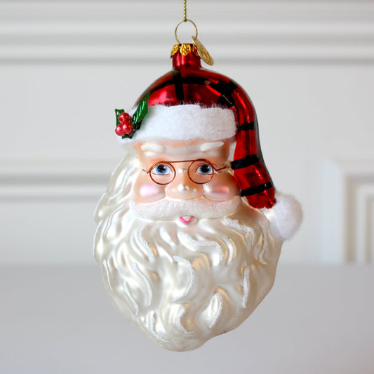 Cheerful Santa Glass Christmas Ornaments - Made in the USA