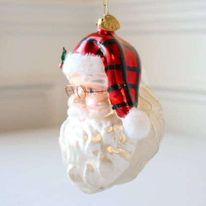 Cheerful Santa Glass Christmas Ornaments - Made in the USA