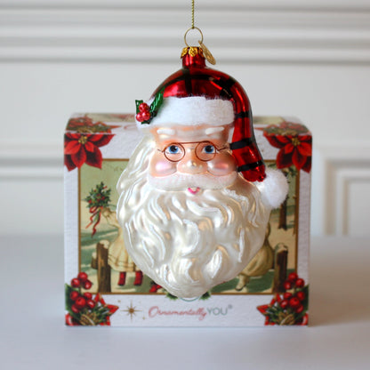 Cheerful Santa Glass Christmas Ornaments - Made in the USA
