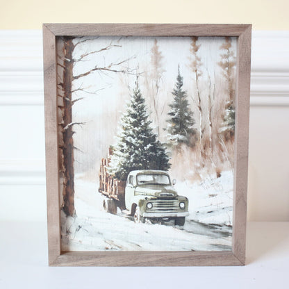 Christmas Tree Delivery Truck Hand Painted Art - Made in the USA