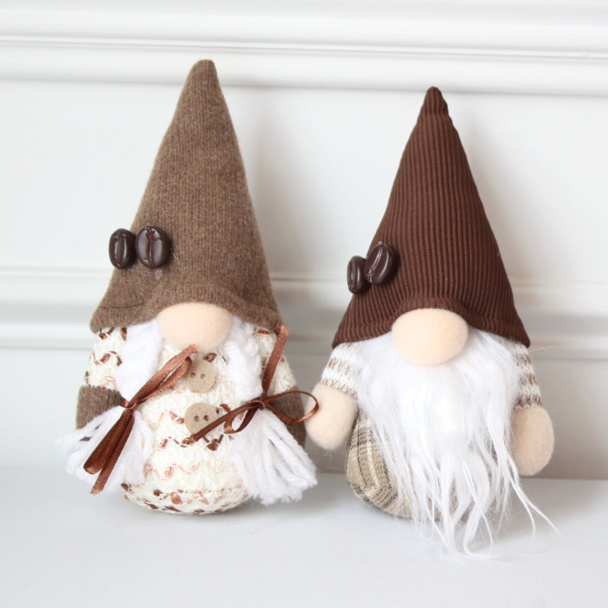 Pair of Handmade Coffee Gnomes Brother and Sister - Made in the USA