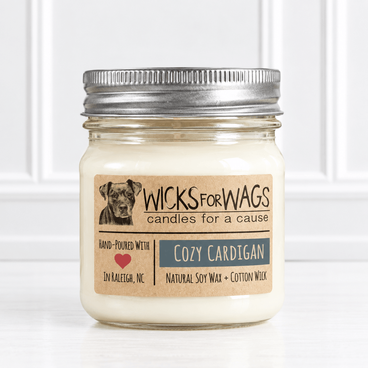 Wicks for Wags Soy Candle - Cozy Cardigan - Made in the USA