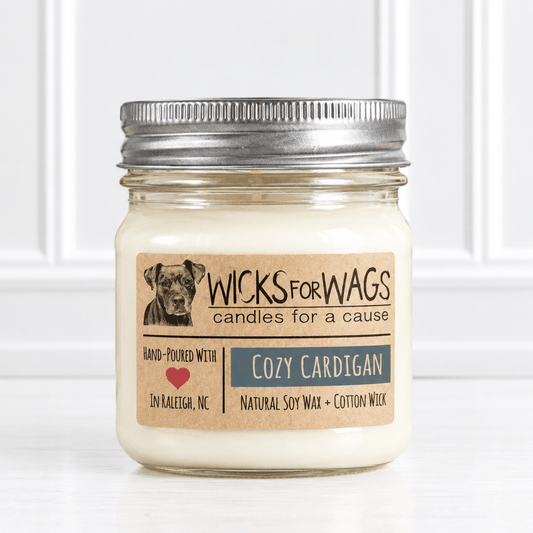 Wicks for Wags Soy Candle - Cozy Cardigan - Made in the USA