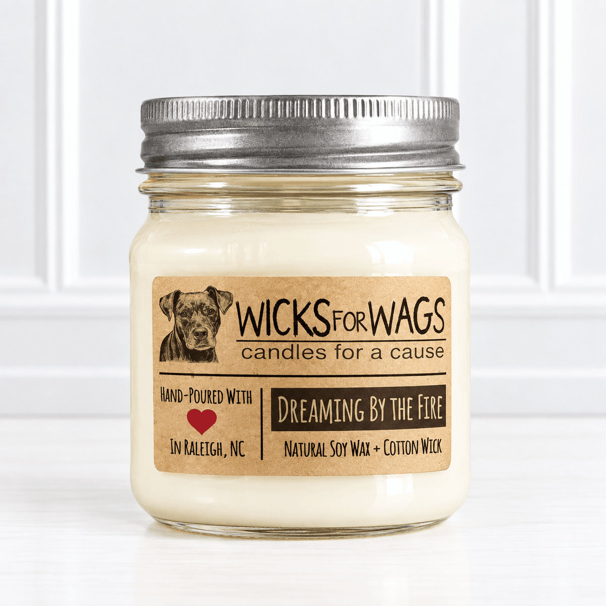 Wicks for Wags Soy Candle - Dreaming by the Fire - Made in the USA