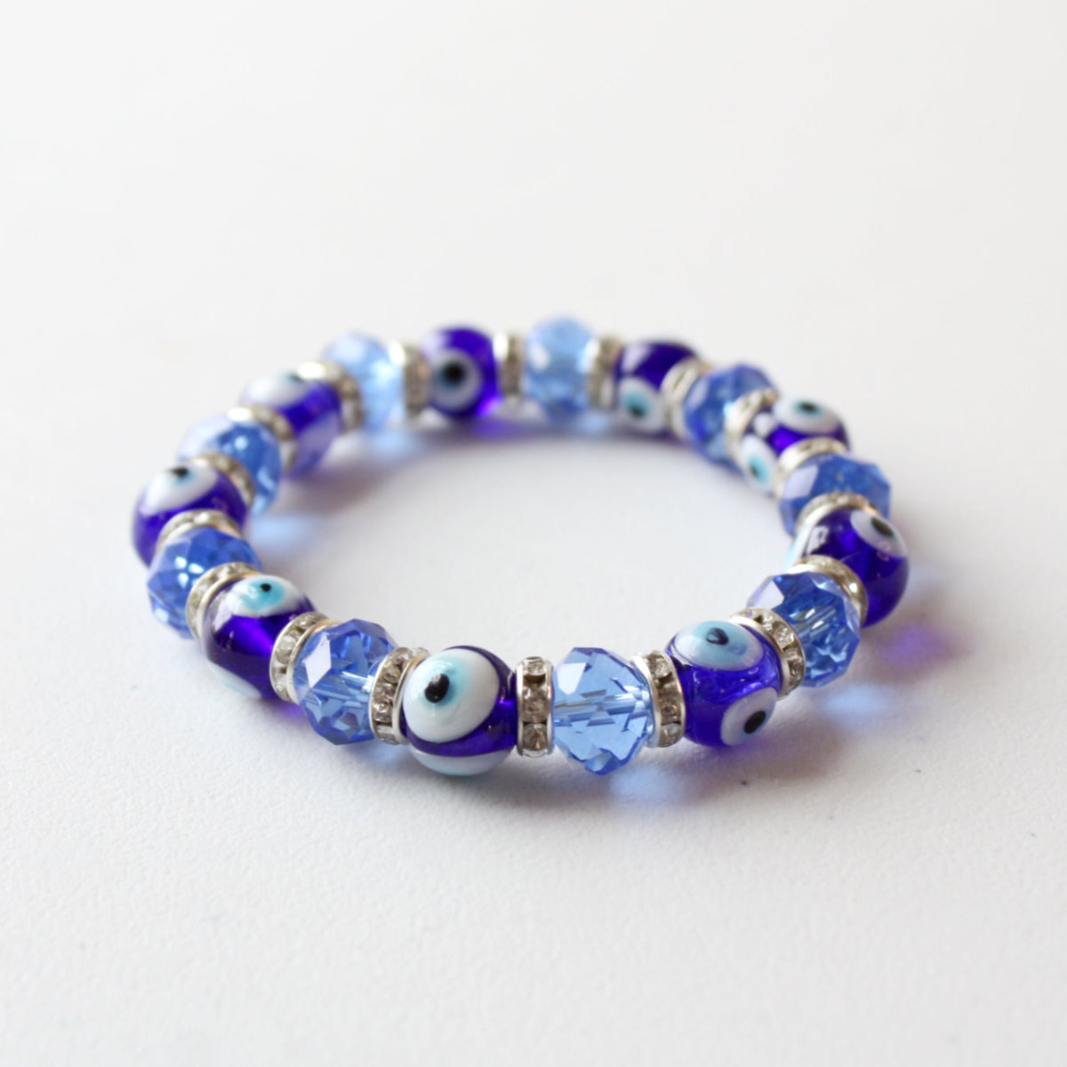 Evil Eye Crystal Stone Boho Bead Bracelet - Made in the USA
