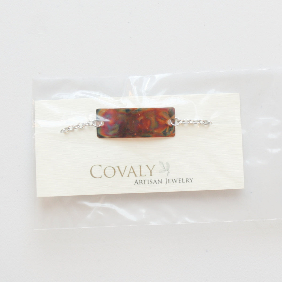 Flame Paint Copper Boho Rectangle Bracelet - Made in the USA
