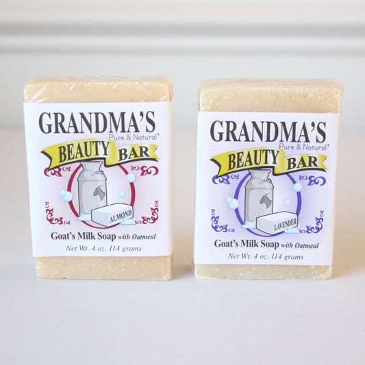 Grandma's Beauty Bars - Goats Milk Soap with Oatmeal - Almond or Lavender - Made in the USA