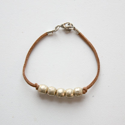 Gold Bead Boho Bracelet with Vegan Suede - Made in the USA