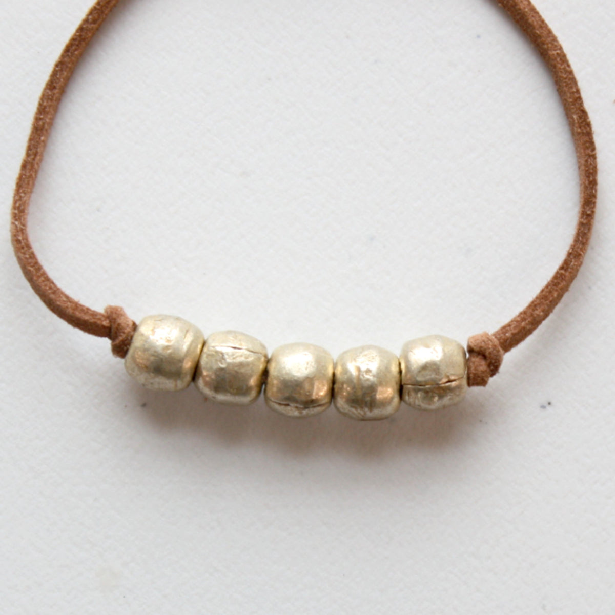 Gold Bead Boho Bracelet with Vegan Suede - Made in the USA