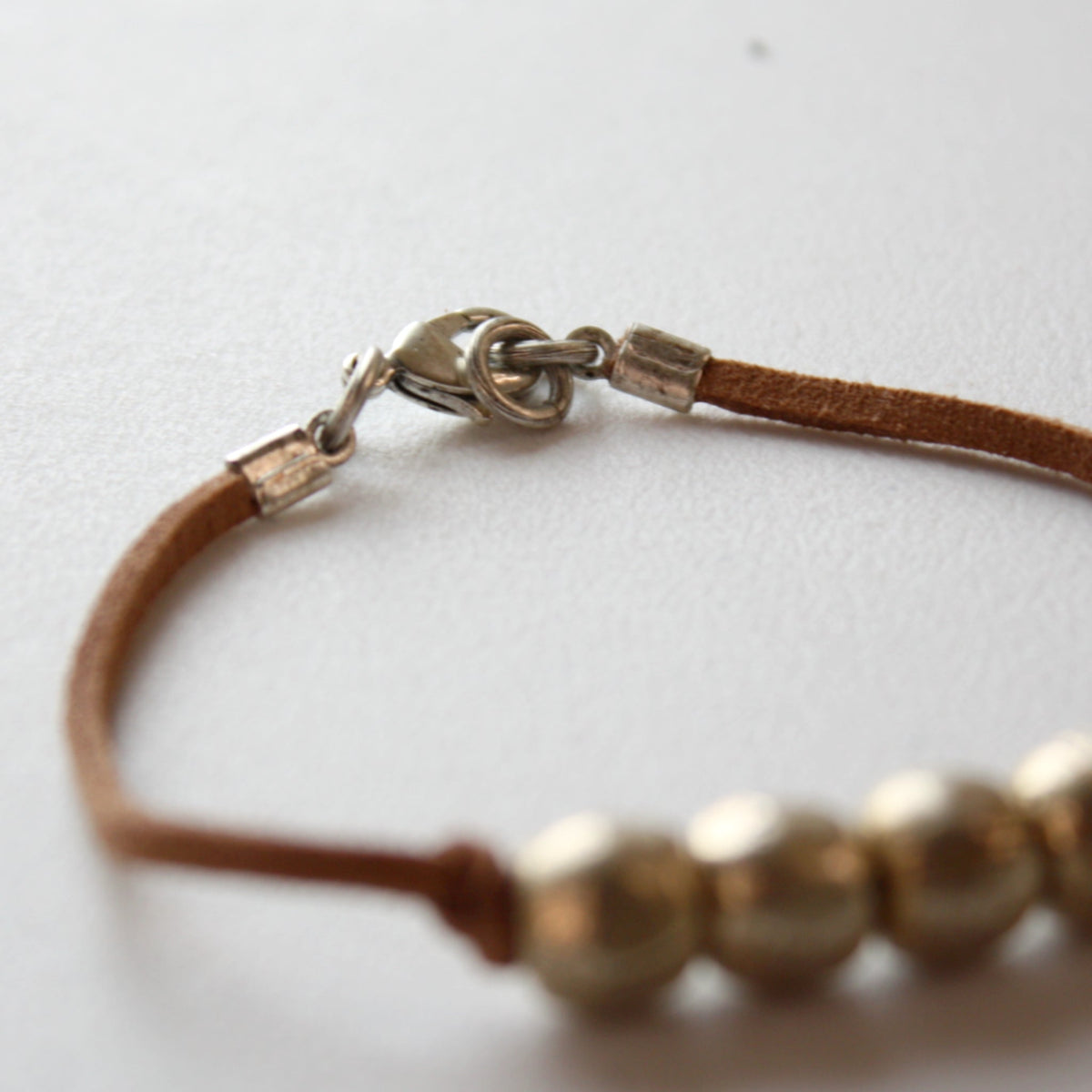 Gold Bead Boho Bracelet with Vegan Suede - Made in the USA