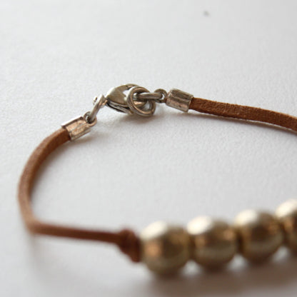 Gold Bead Boho Bracelet with Vegan Suede - Made in the USA