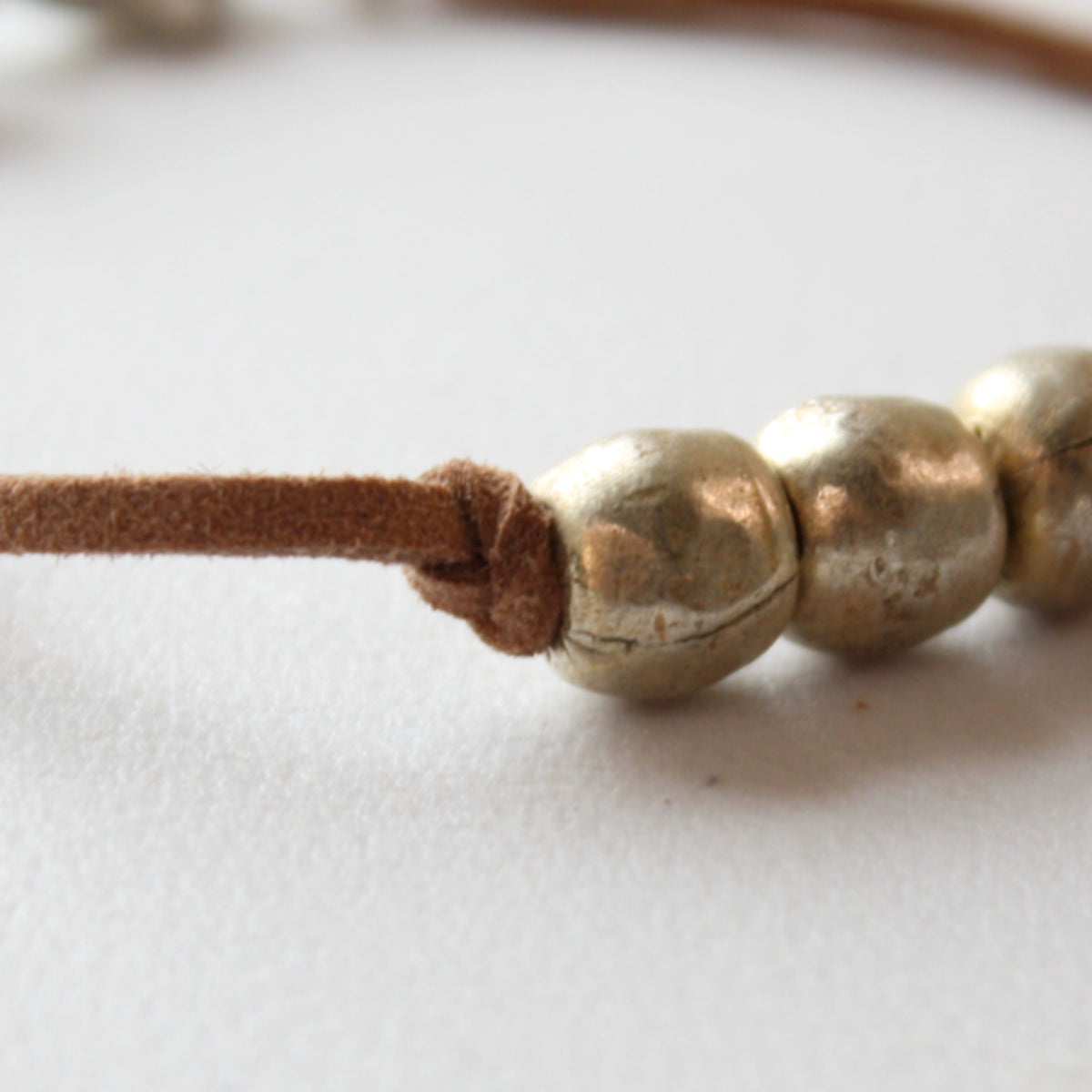 Gold Bead Boho Bracelet with Vegan Suede - Made in the USA