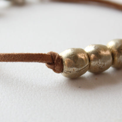 Gold Bead Boho Bracelet with Vegan Suede - Made in the USA