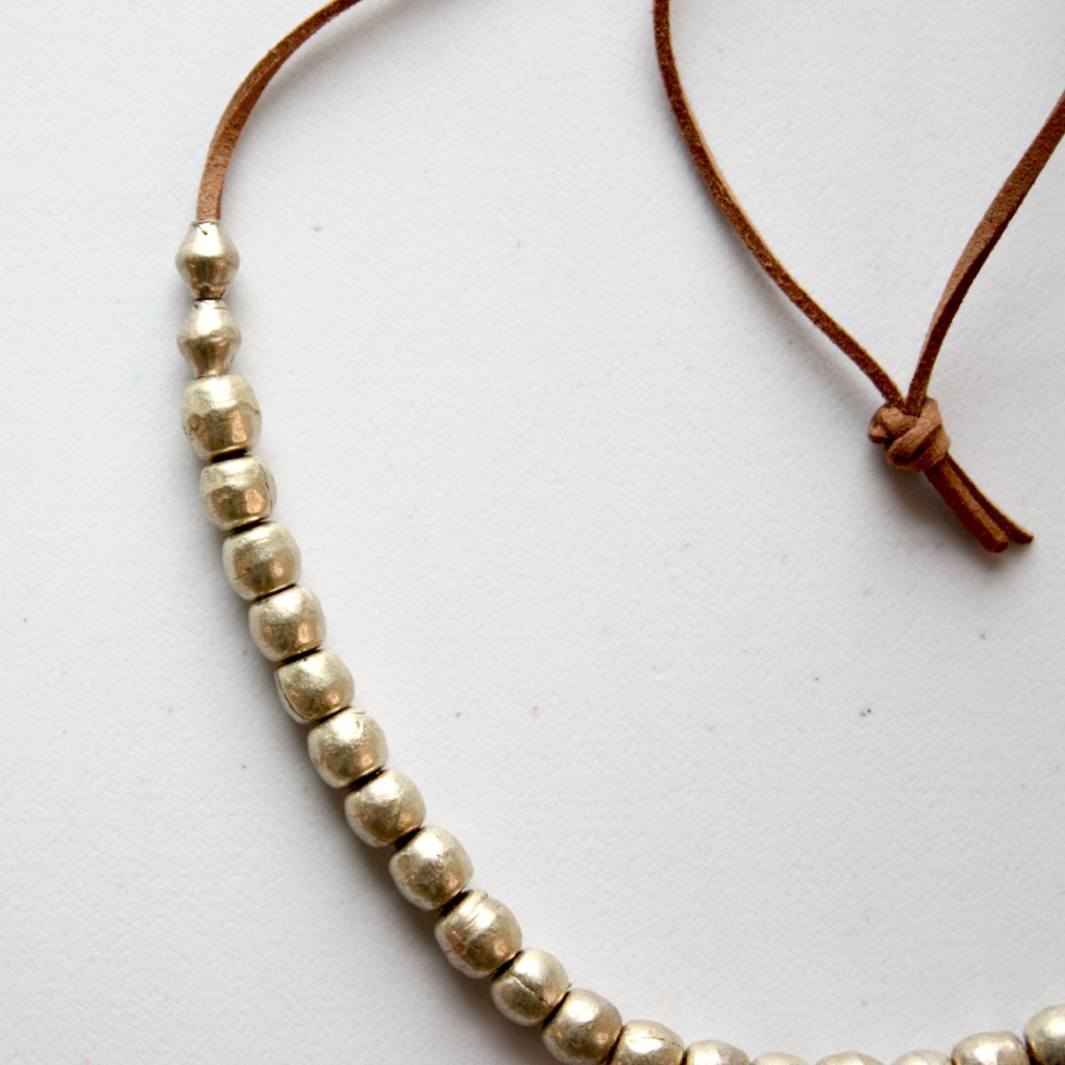 Gold Bead Boho Necklace with Vegan Suede - Made in the USA