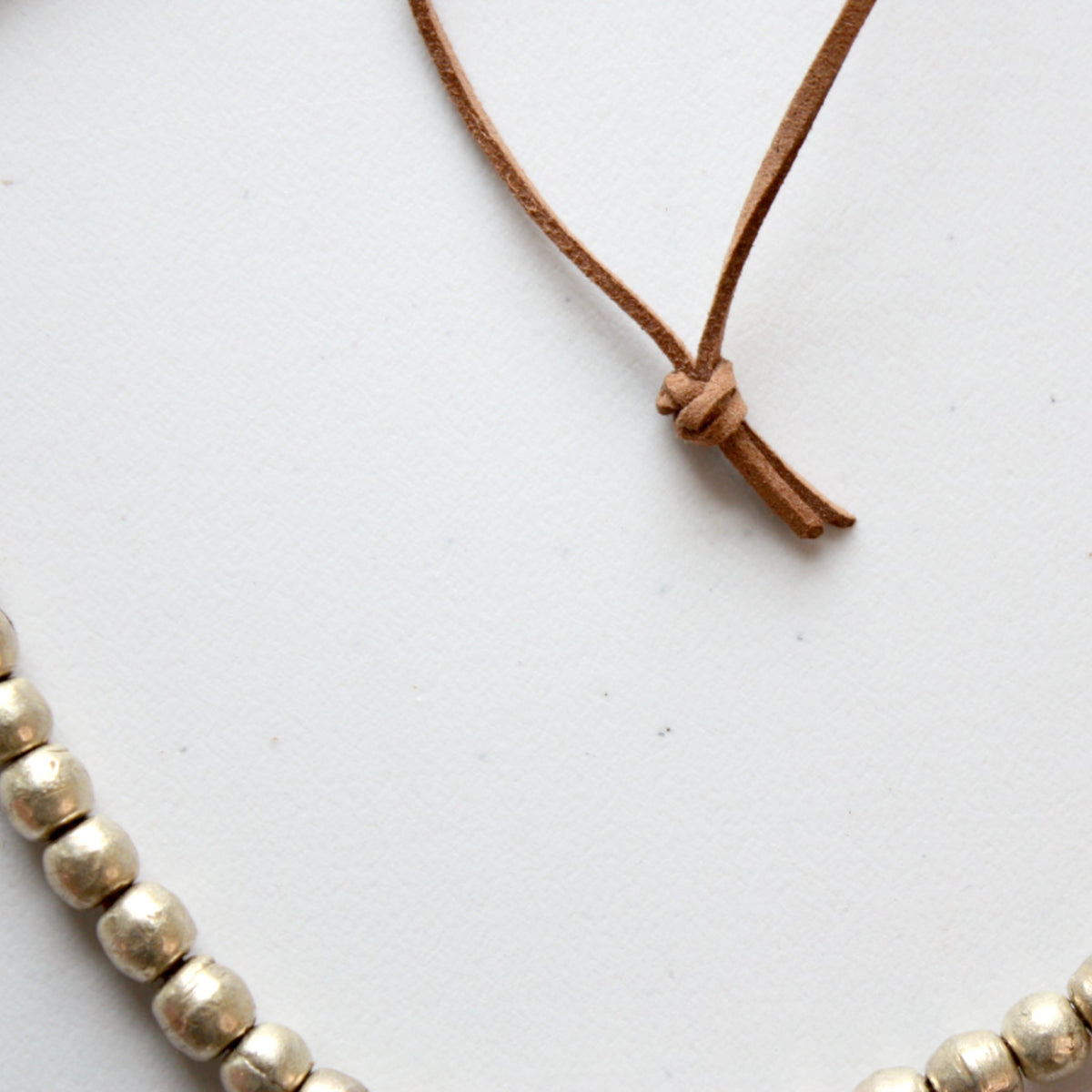 Gold Bead Boho Necklace with Vegan Suede - Made in the USA