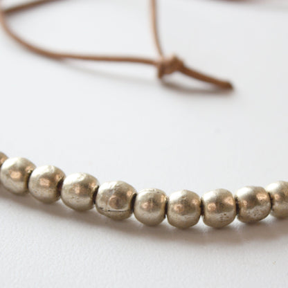 Gold Bead Boho Necklace with Vegan Suede - Made in the USA
