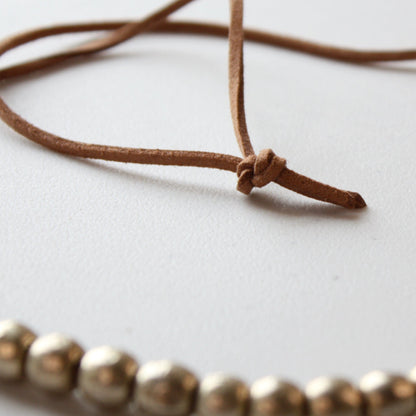 Gold Bead Boho Necklace with Vegan Suede - Made in the USA
