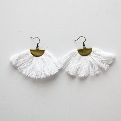 Half Moon Macrame Boho Fringe Earrings - Made in the USA