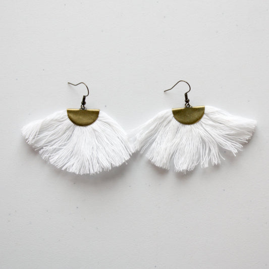 Half Moon Macrame Boho Fringe Earrings - Made in the USA