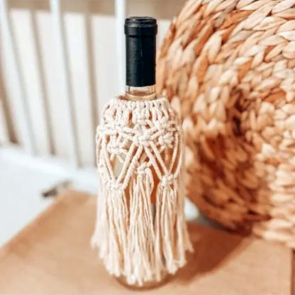 Macrame Boho Wine Bottle Cover - Made in the USA