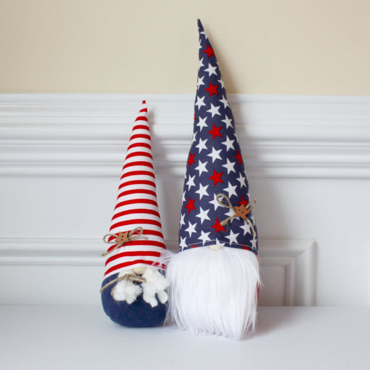 Pair of Handmade Patriotic Gnomes Couple - Made in the USA