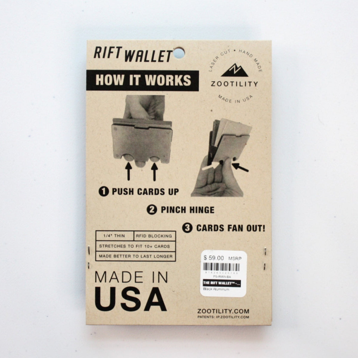 Rift Wallet - Slim Metal RFID Blocking - Made in the USA