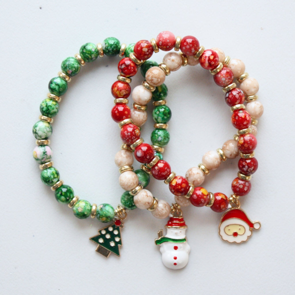 Set of Christmas Stretch Stacking Bracelets - Made in the USA