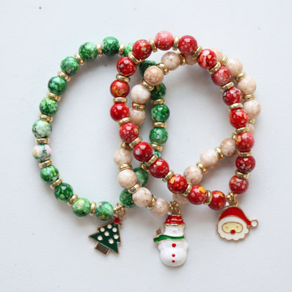 Set of Christmas Stretch Stacking Bracelets - Made in the USA