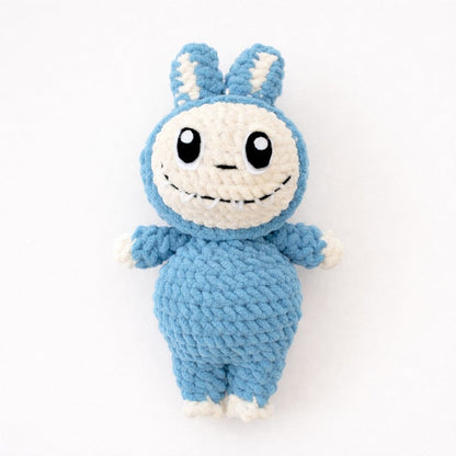 Crocheted Plushie Bunny - Blue (Labubu Inspired) - Made in the USA